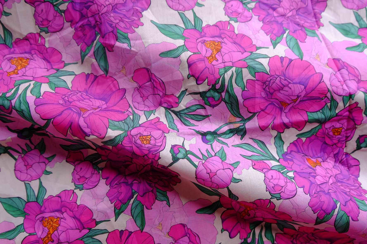 Magenta Peony Cotton Lawn — 2.2 yd
