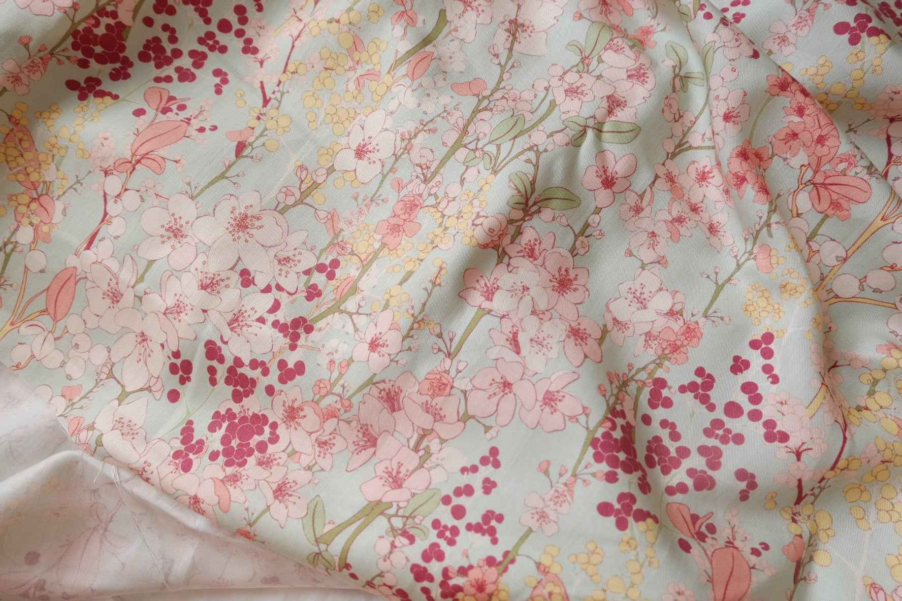 Mint Garden Floral Twill Tencel Fabric - 3.28 yd