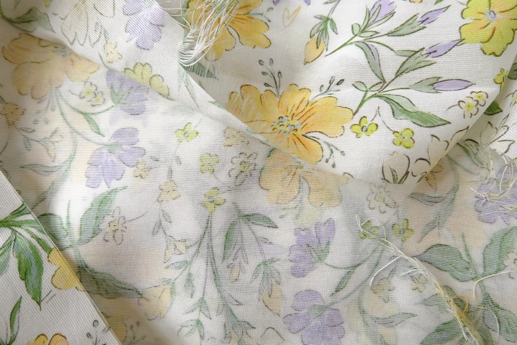 Yellow & Lilac Floral Tencel Cotton, 1.64 Yards