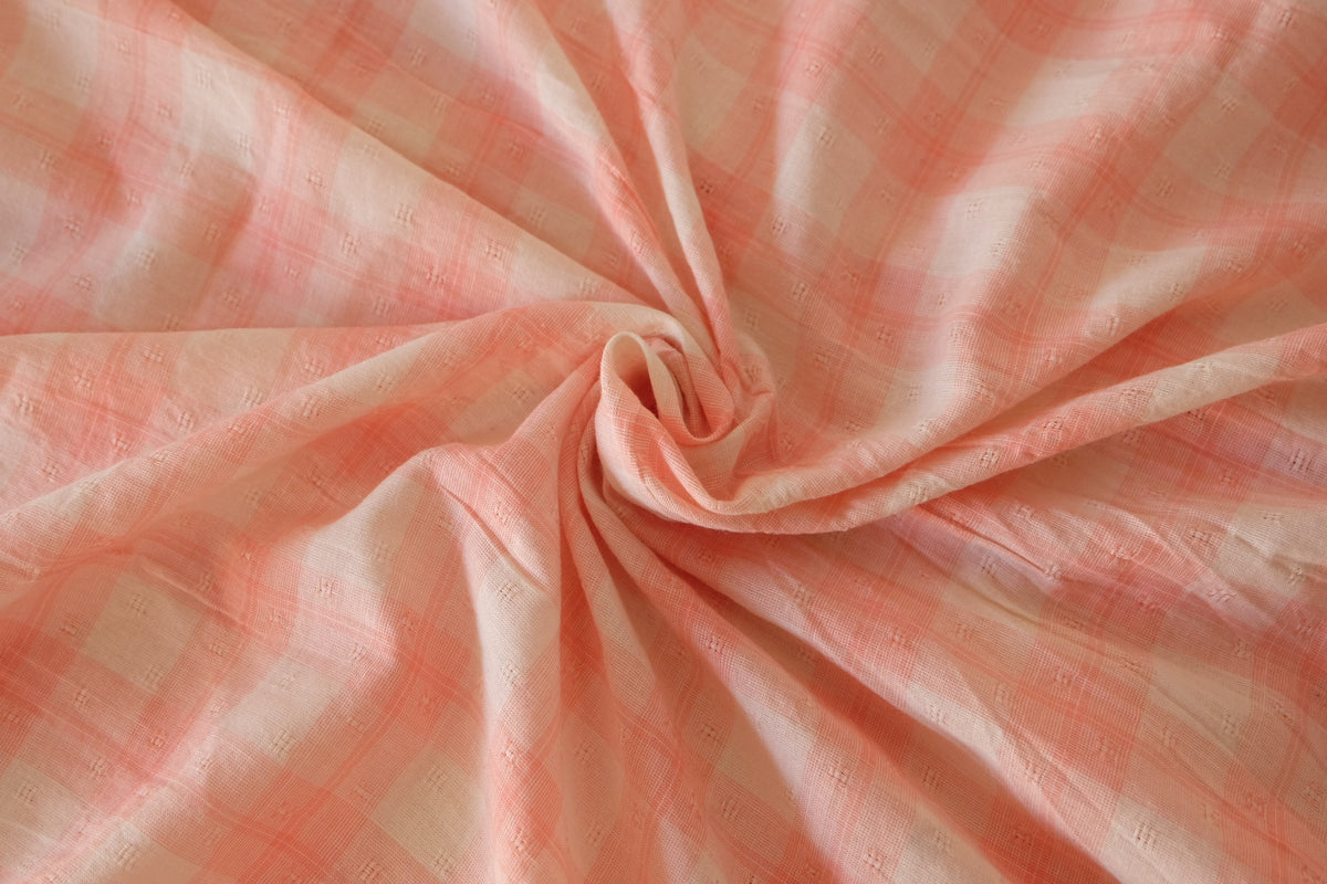 Peach Sorbet Check Cotton Jacquard – 2.19 yd