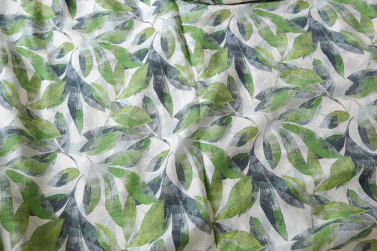 Lightweight Semi-Sheer Tencel Linen Leaf Print 2.0 Yards
