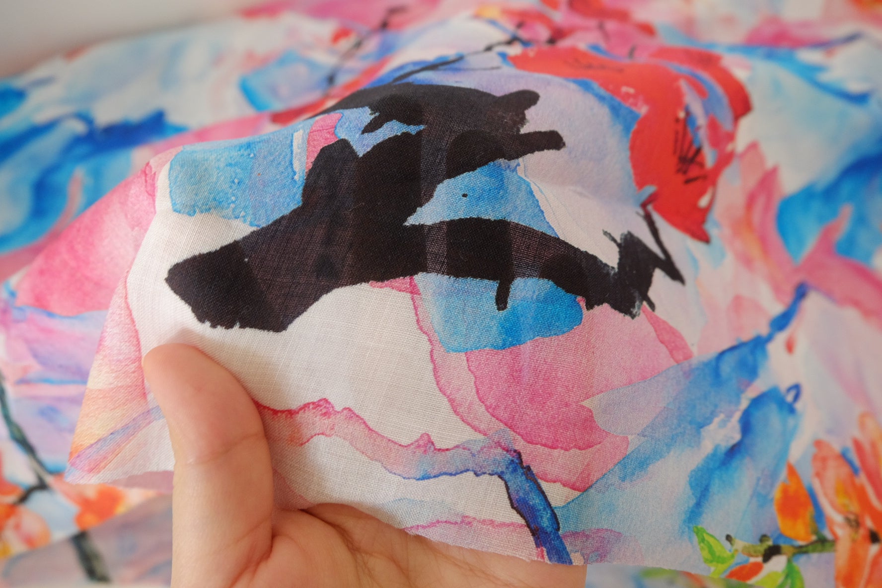 Watercolor Blossom Ramie Fabric – 2.2 yd