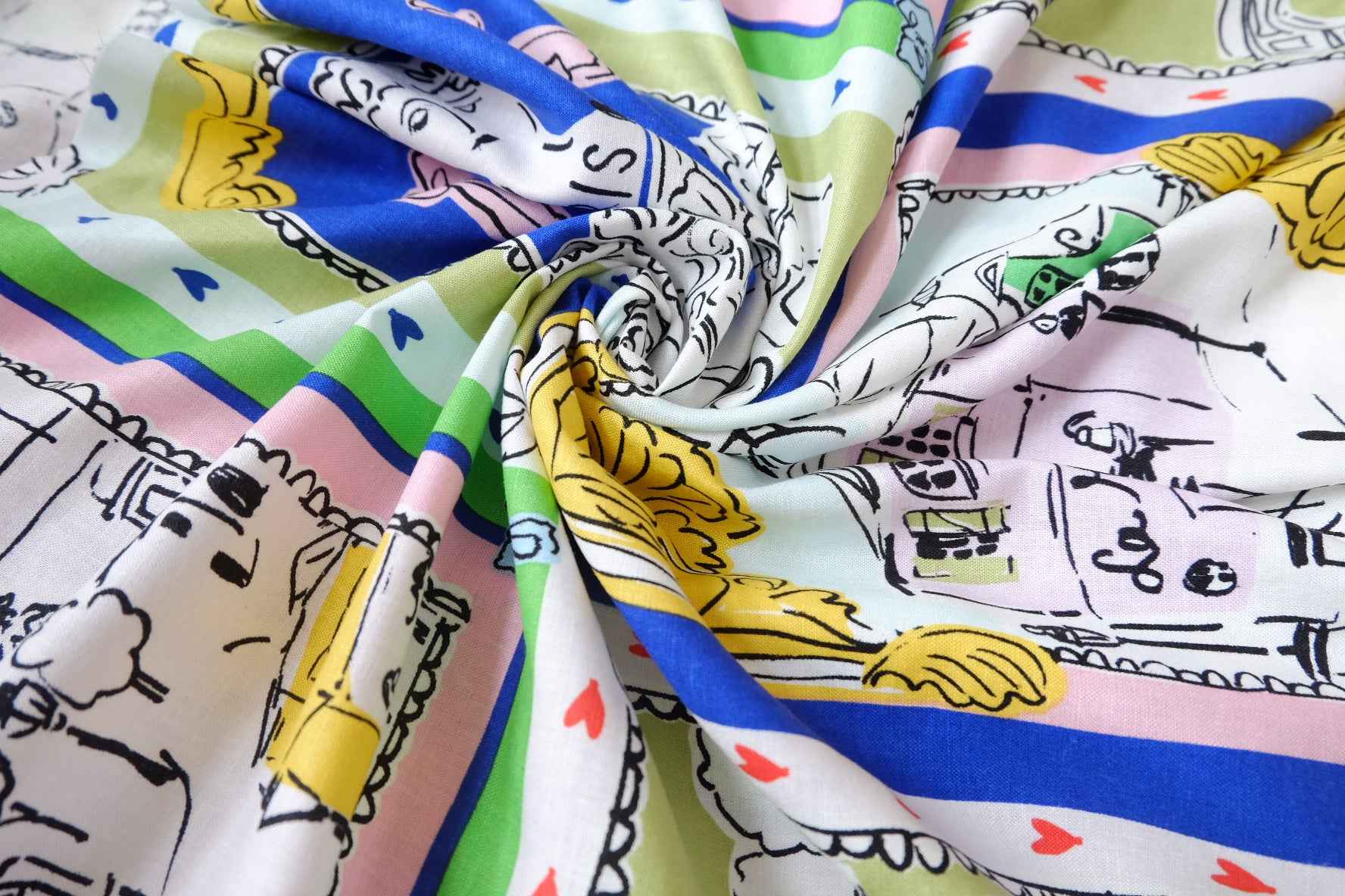 Paris Postcard Enzyme-Washed Linen Fabric - 1.64 yd
