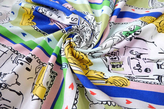 Paris Postcard Enzyme-Washed Linen Fabric - 1.64 yd