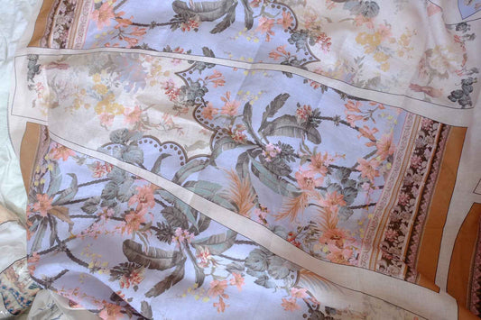 Luxury Designer Linen Dress Cut-and-Sew Panel in Tropical Border Print - 4.16 yd