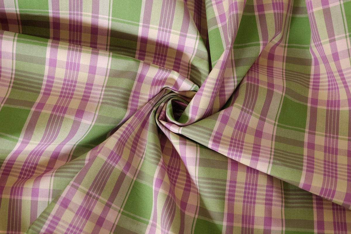 Olive Lilac Yarn-Dyed Cotton Plaid – 2.2 yd