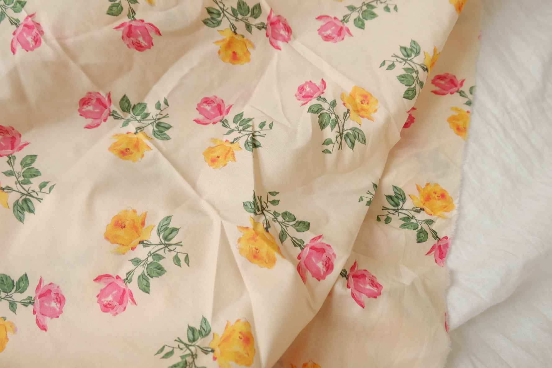 Pink Yellow Rose Lightweight Cotton Poplin — 3.28 yd Piece