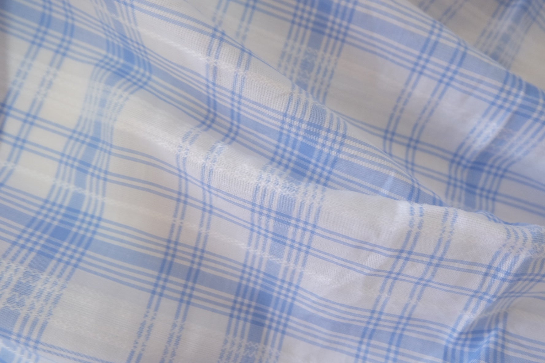 Light Blue Jacquard Plaid Cotton Fabric – 2.2 yd