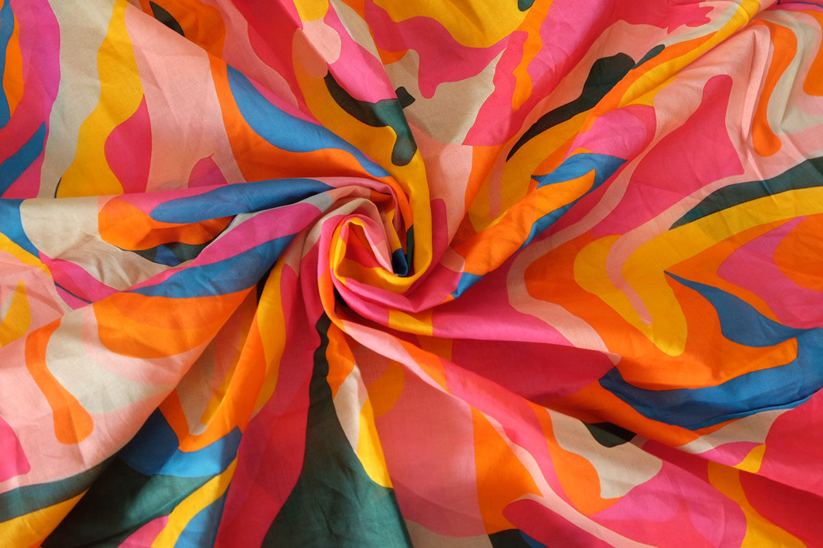 Colorful Daydream – Abstract Print Cotton Voile Fabric | 3.3 Yards