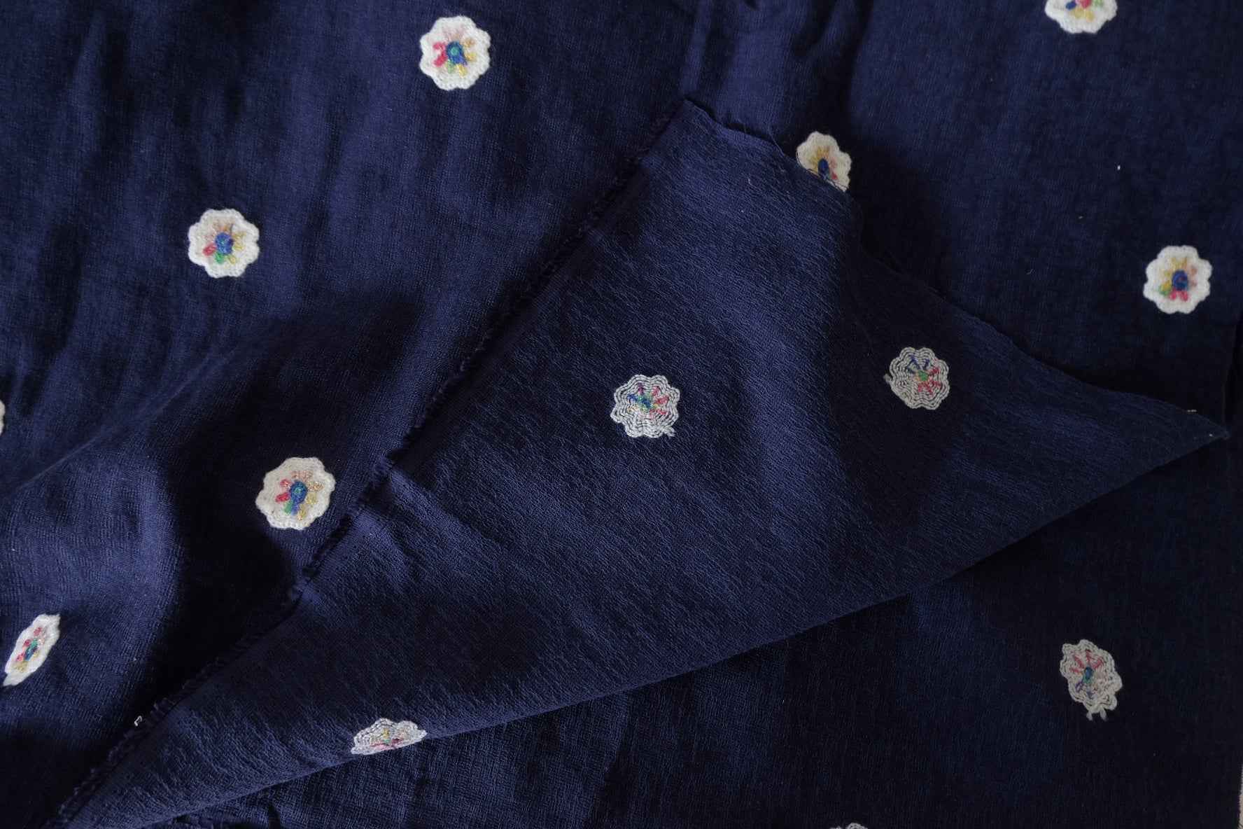 Soft Embroidered Cotton Linen Blend Fabric  – 1.6 yd