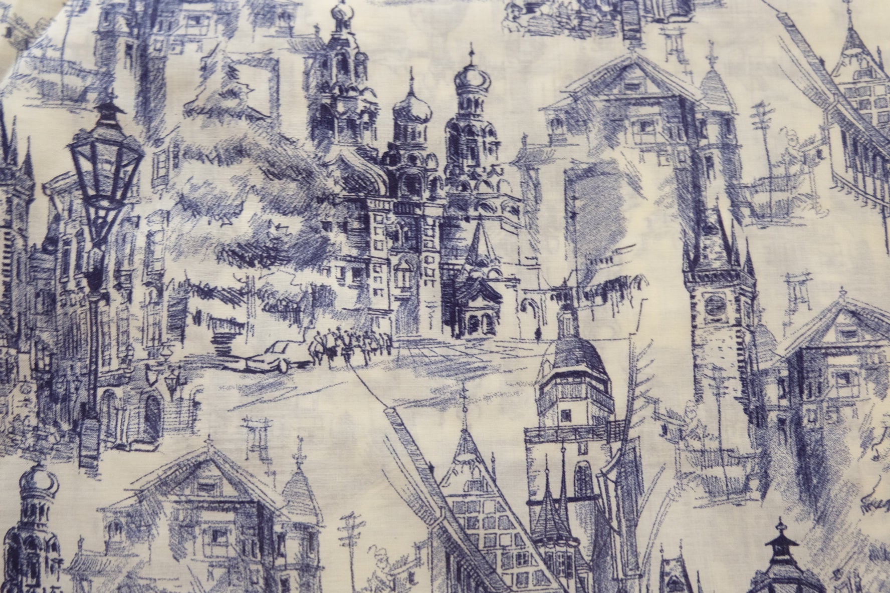 Architectural Sketch Cotton, Blue & Ivory, 3.3 Yards