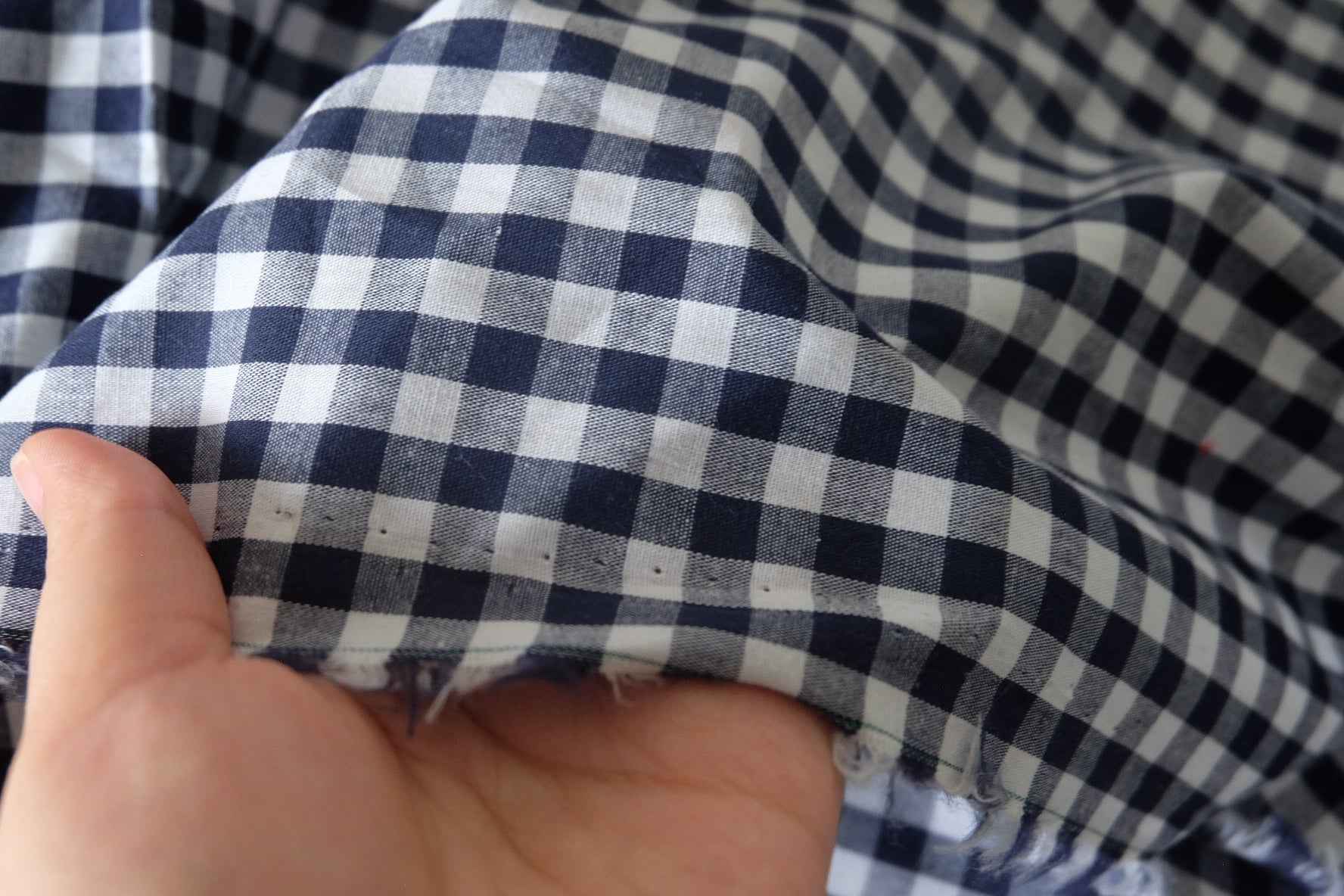 Navy Gingham Rainbow Border Yarn-Dyed Cotton Fabric – 1.6 Yards