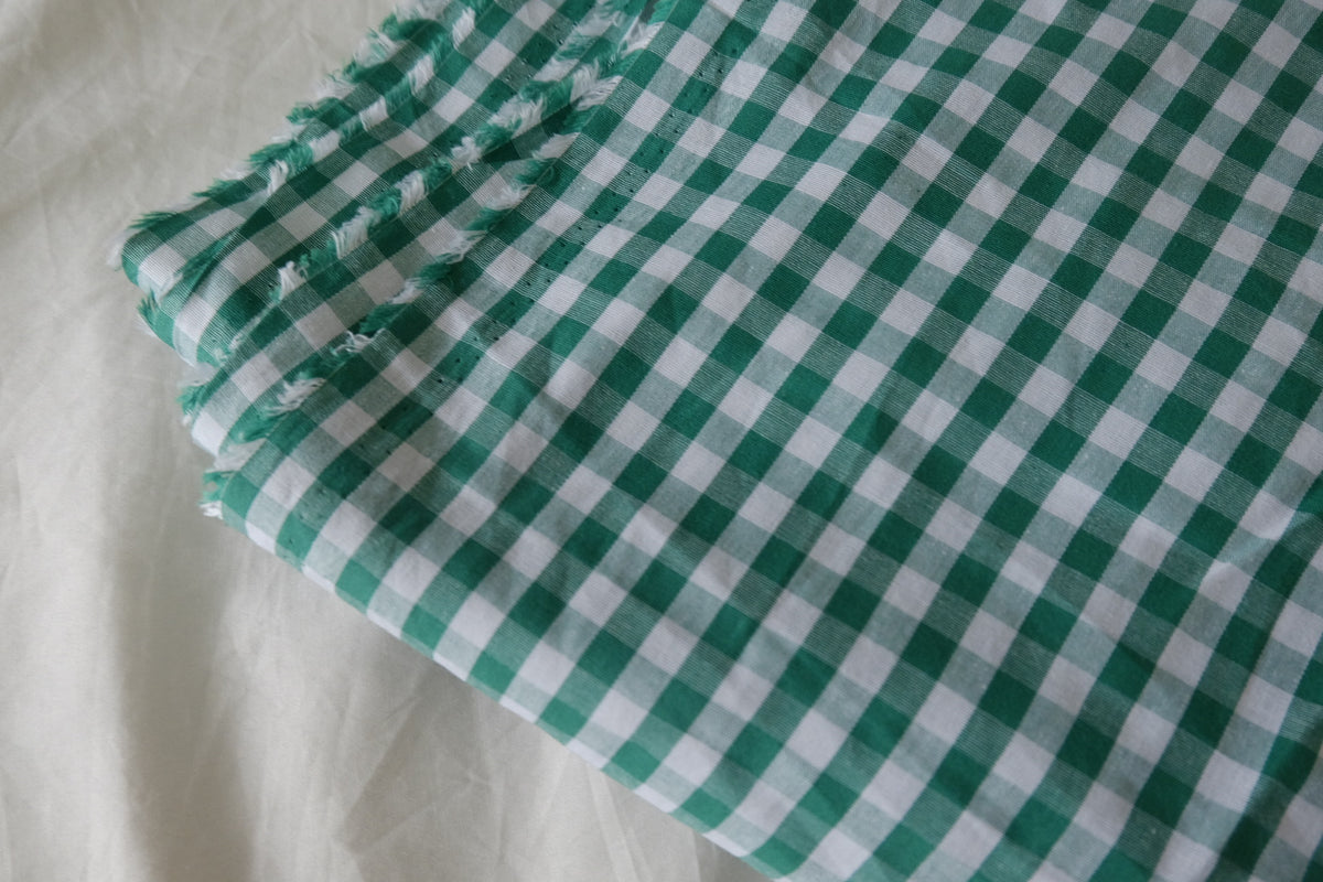 Green Gingham Yarn-Dyed Cotton Fabric – 4.4 yd