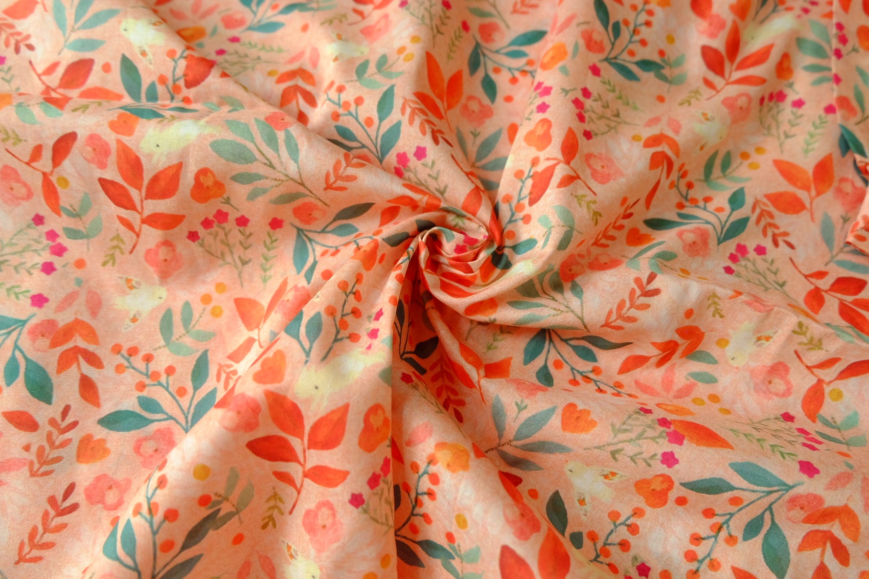 Peach Garden 80s Cotton Poplin Fabric 2.2 Yards