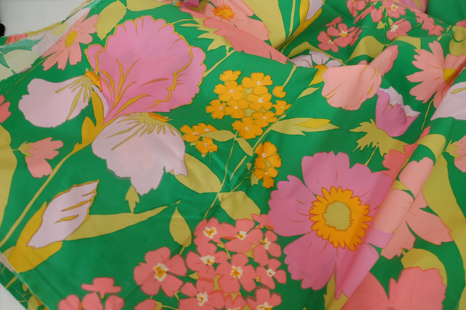 Bold Green Garden Floral Cotton Fabric – 2.2 yd