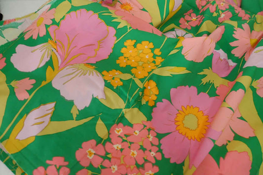 Bold Green Garden Floral Cotton Fabric – 2.2 yd