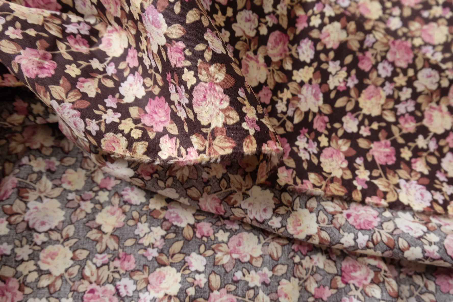 Vintage Rose Cotton Poplin Fabric, Lightweight Smooth Dress Weight, 3.28 Yards