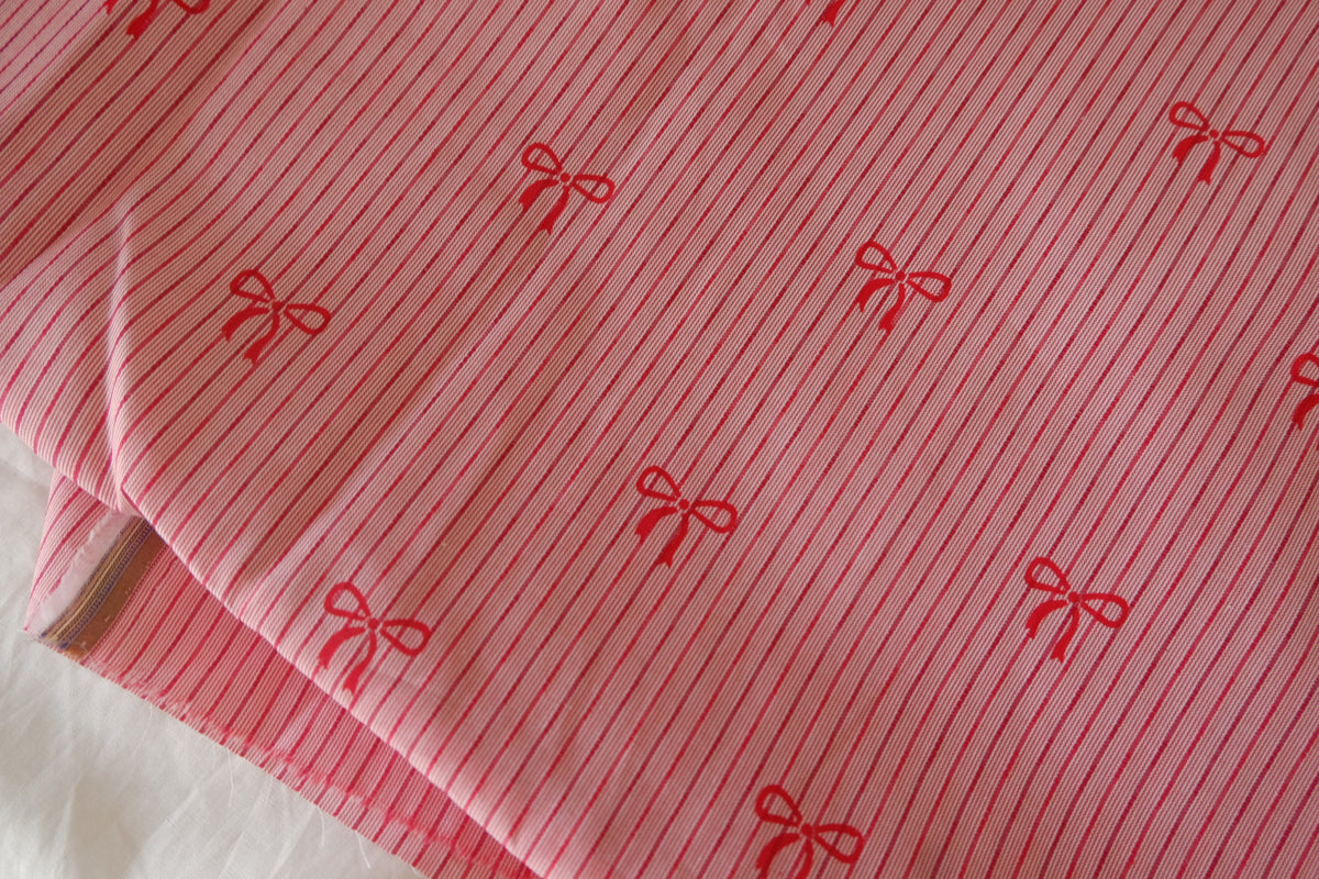 Sweet Little Bows – Pink Striped Cotton Fabric | 1.6 Yards