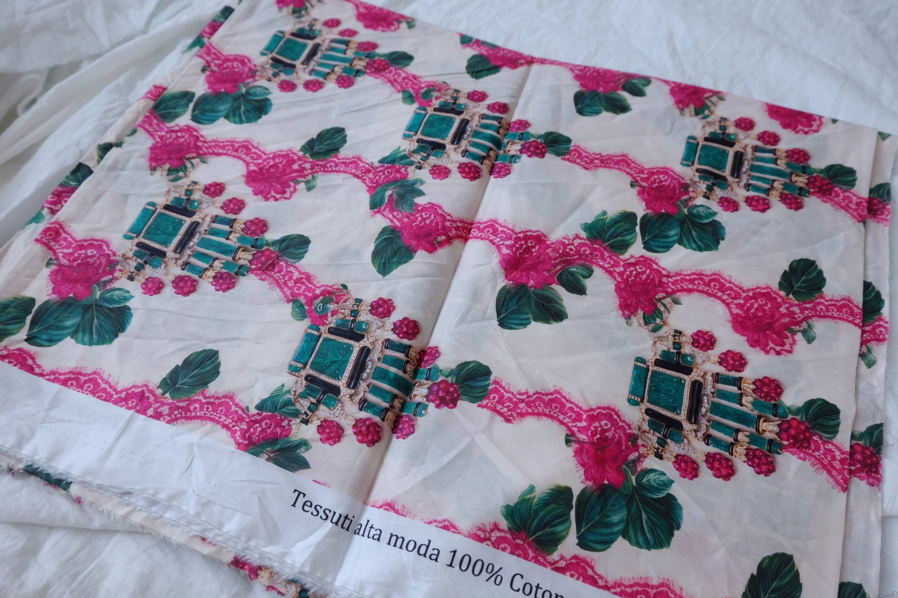Jewel Lace Cotton Lawn Fabric - 1.75 yd