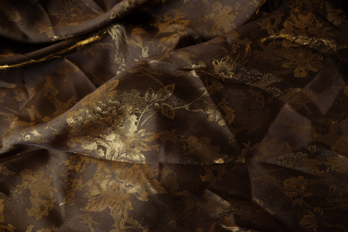 Antique Gold Floral Jacquard Satin – 3.3 Yards