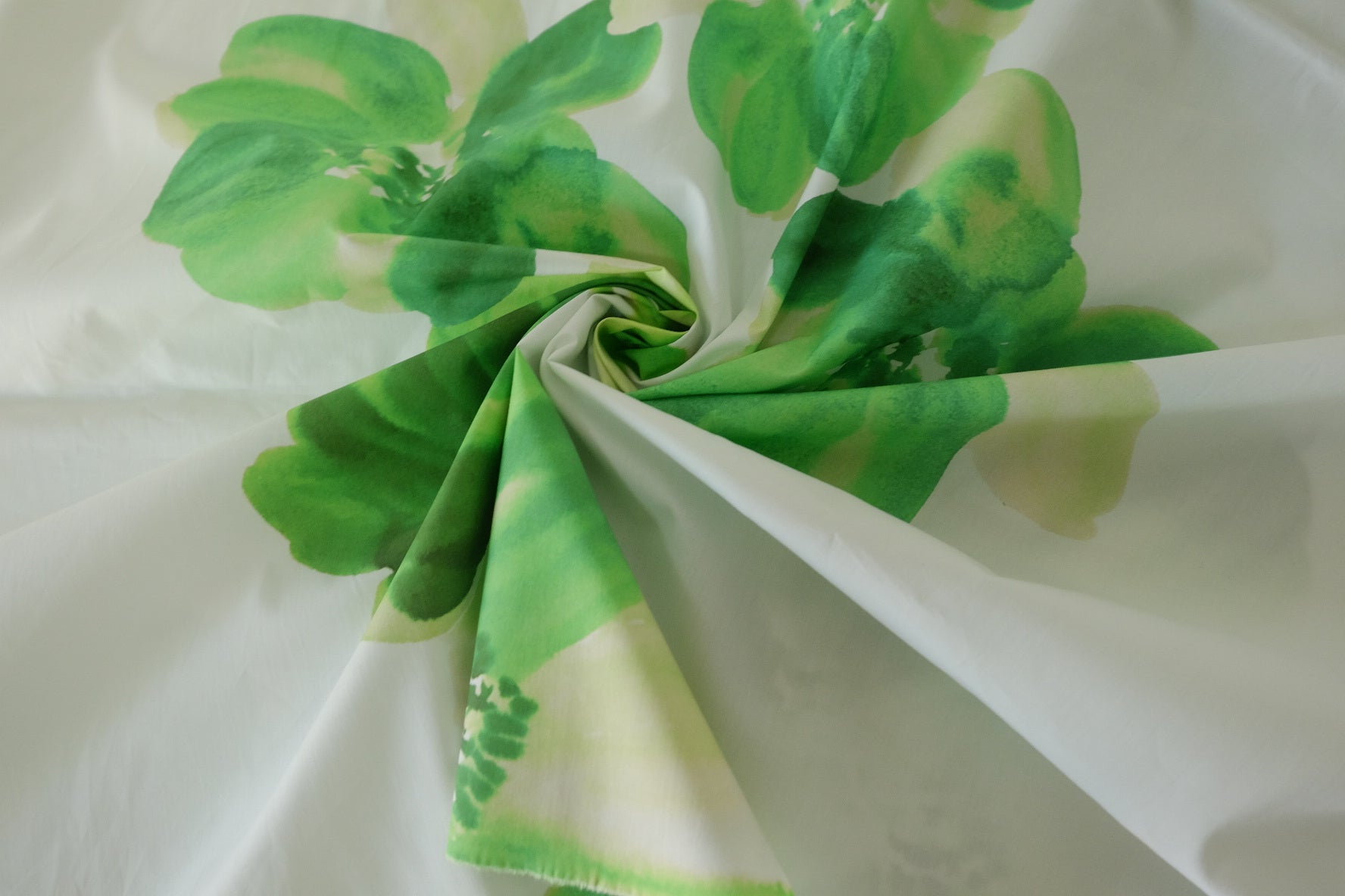 Green Floral Double Border Cotton Poplin Fabric – By the Meter