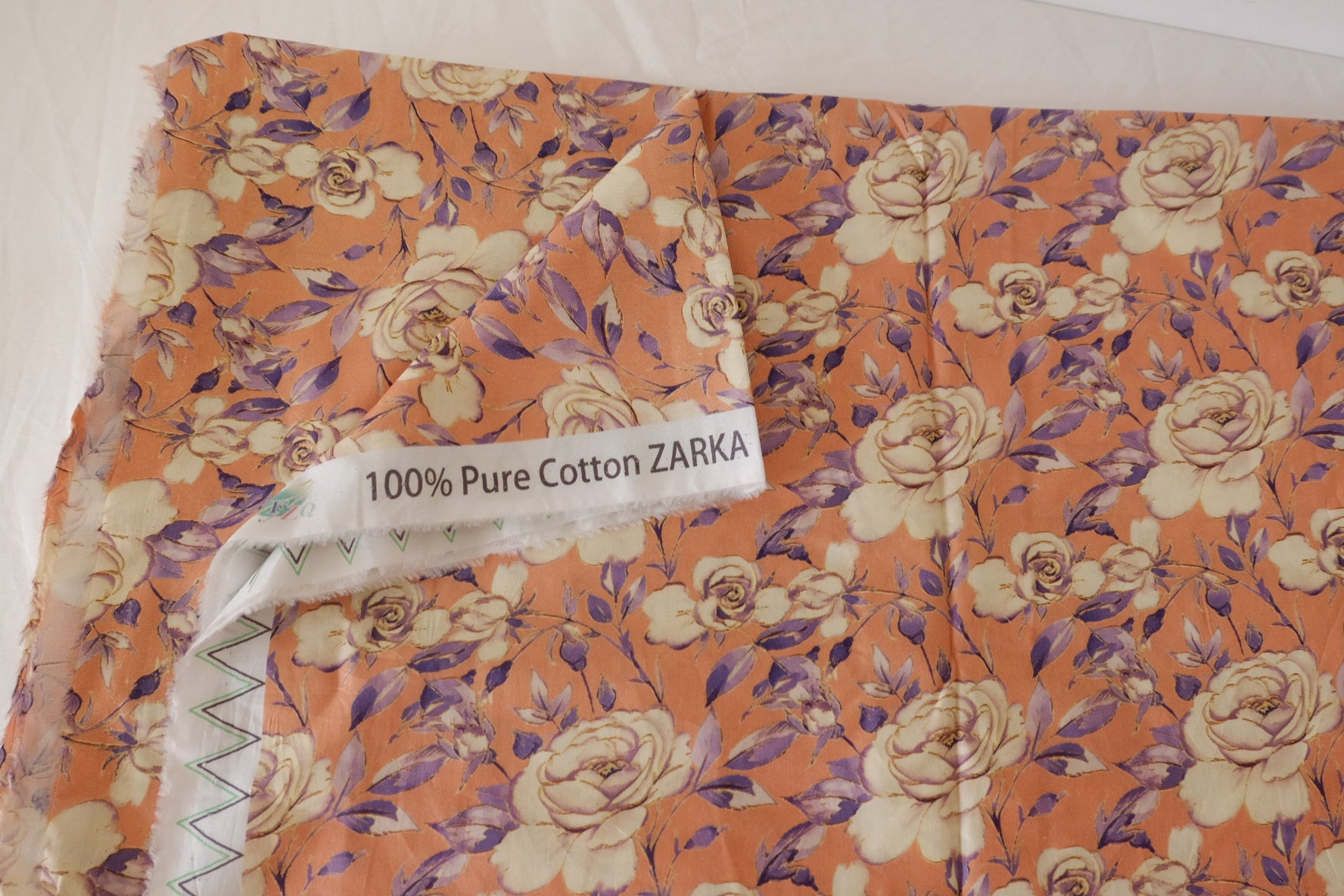 Vintage Orange Rose Cotton Lawn Fabric – 2.8 yd
