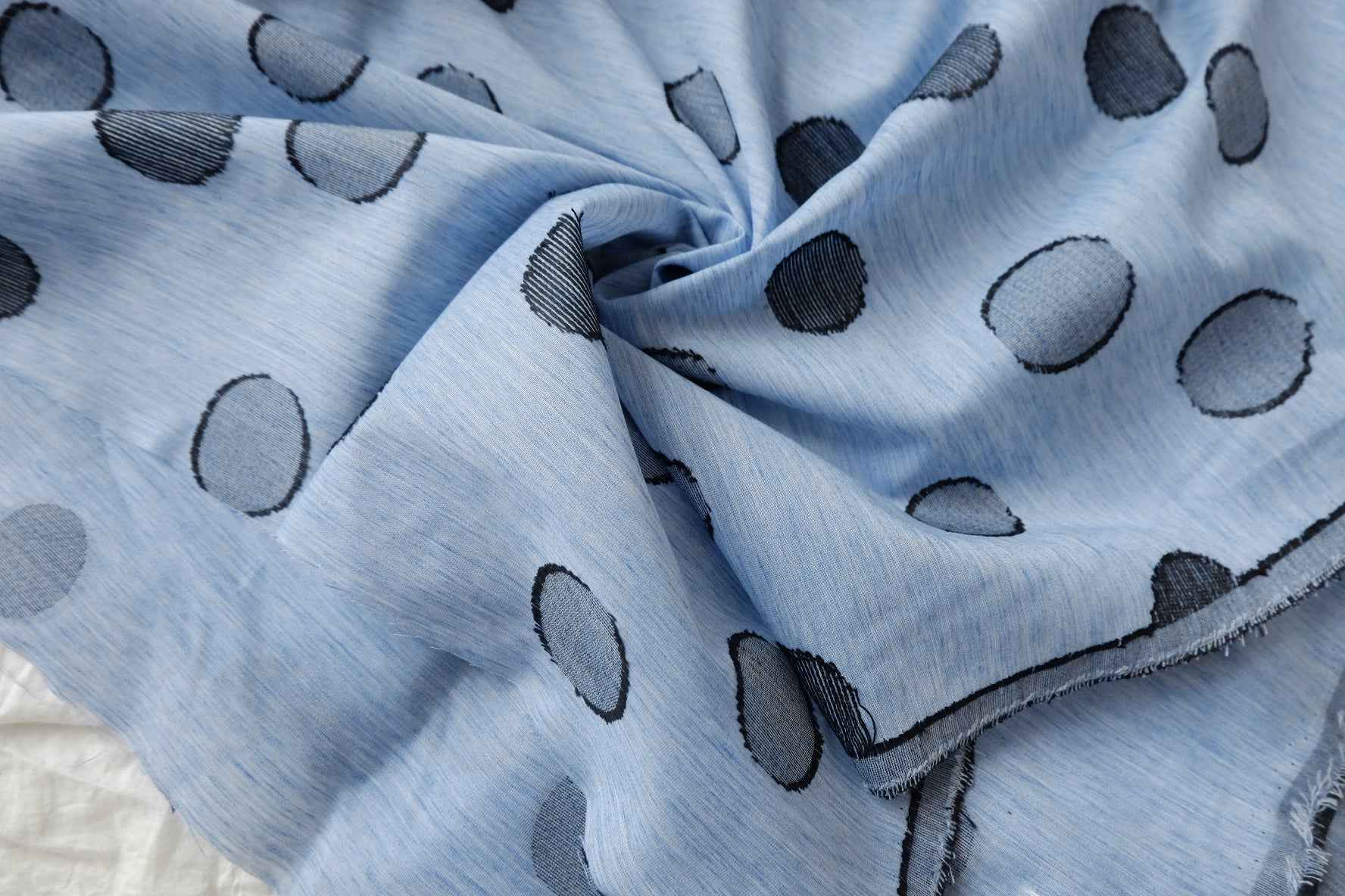 Blue Textured Dot Tencel Nylon Fabric — 1.64 yd Piece