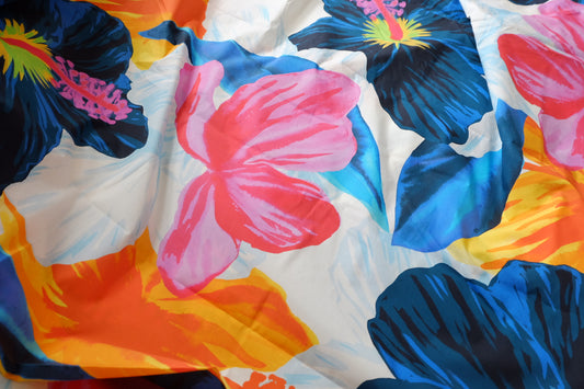 Bold Tropical Floral Cotton Poplin Fabric — 2.2 yd