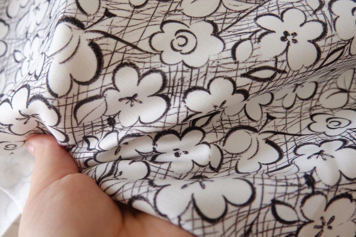Monochrome Sketch Garden – Double-Layer Cotton Poplin – 2.19 yd