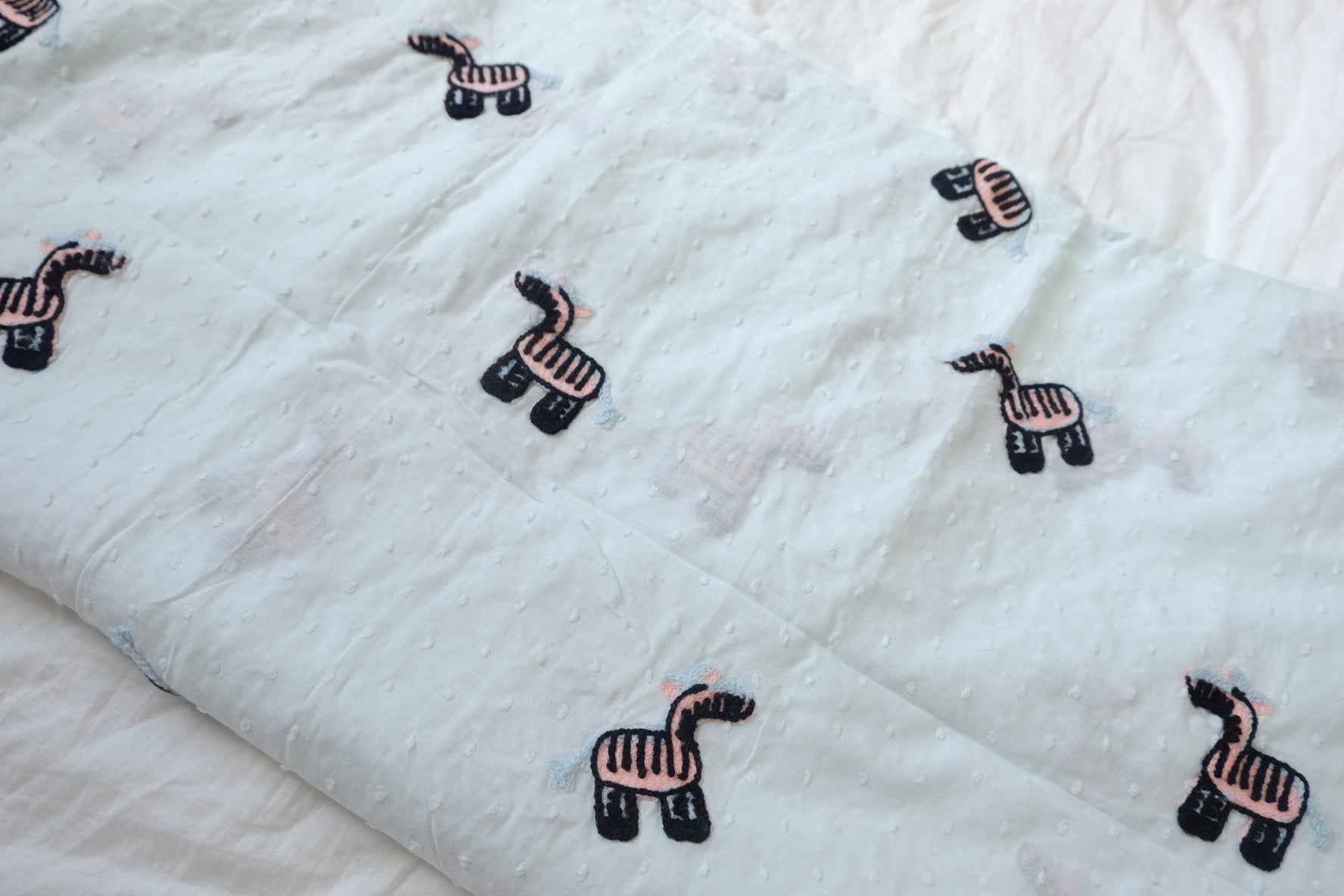 Embroidered Cotton Clip-Dot Lawn with Little Skates — 1.91 yd