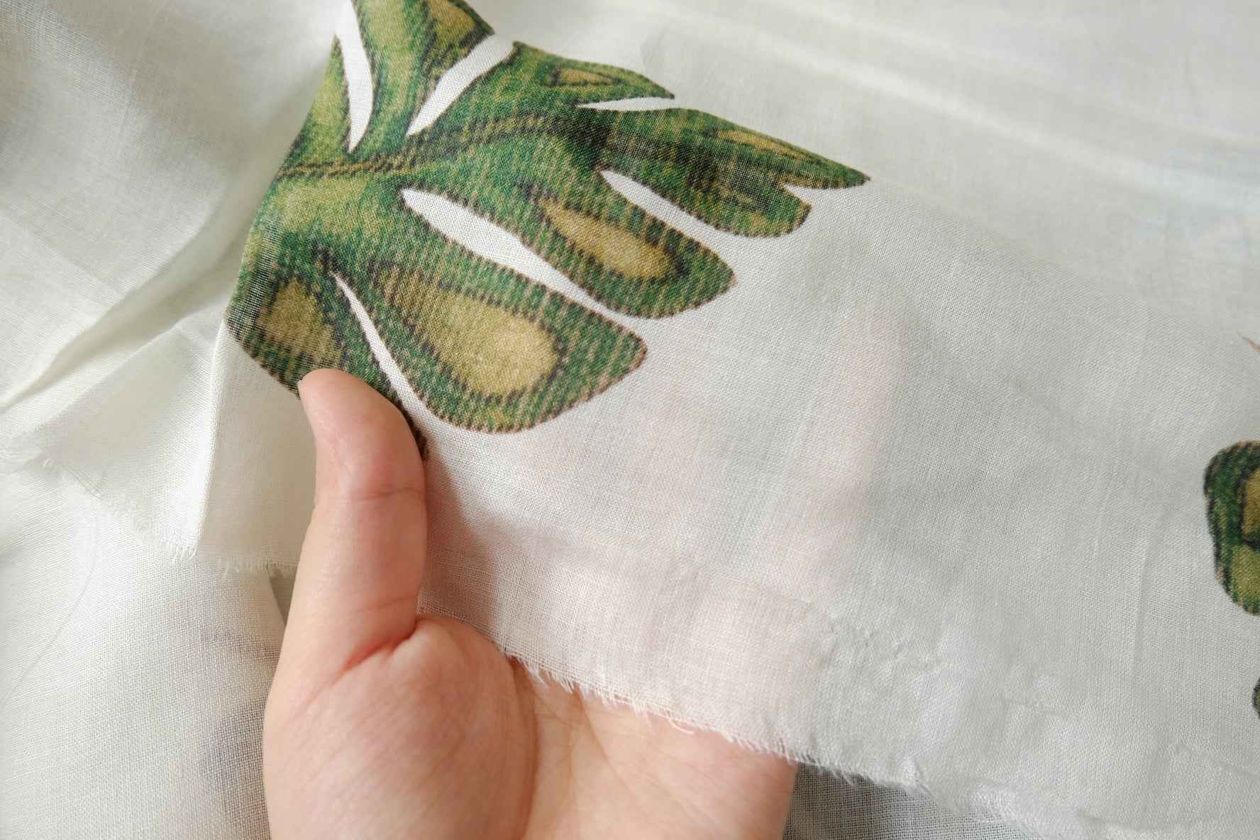 Monstera Leaf Tencel Ramie-Blend Fabric - 1.64 yd