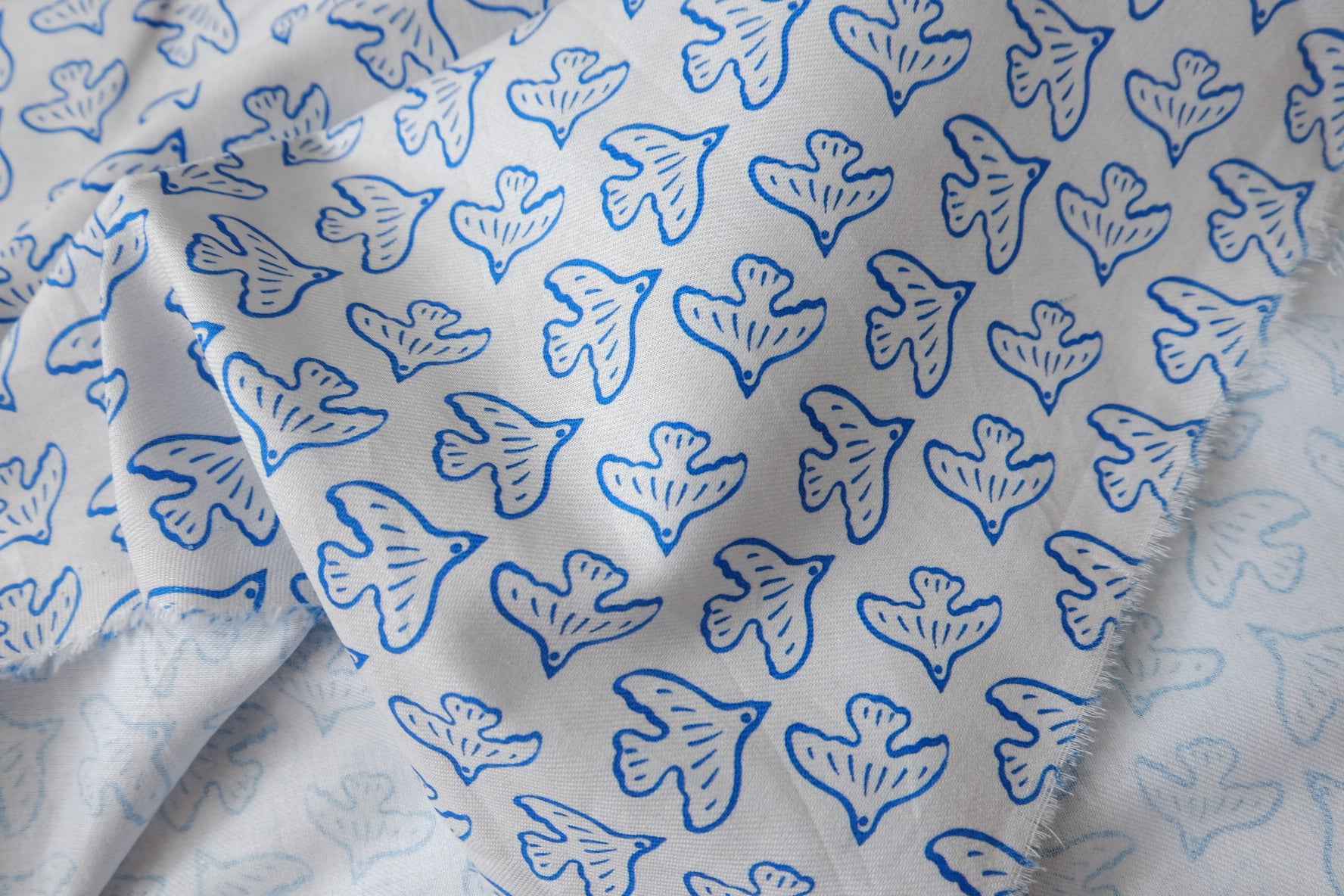 Blue Bird Print Soft Cotton Twill — 2.19 yd Piece