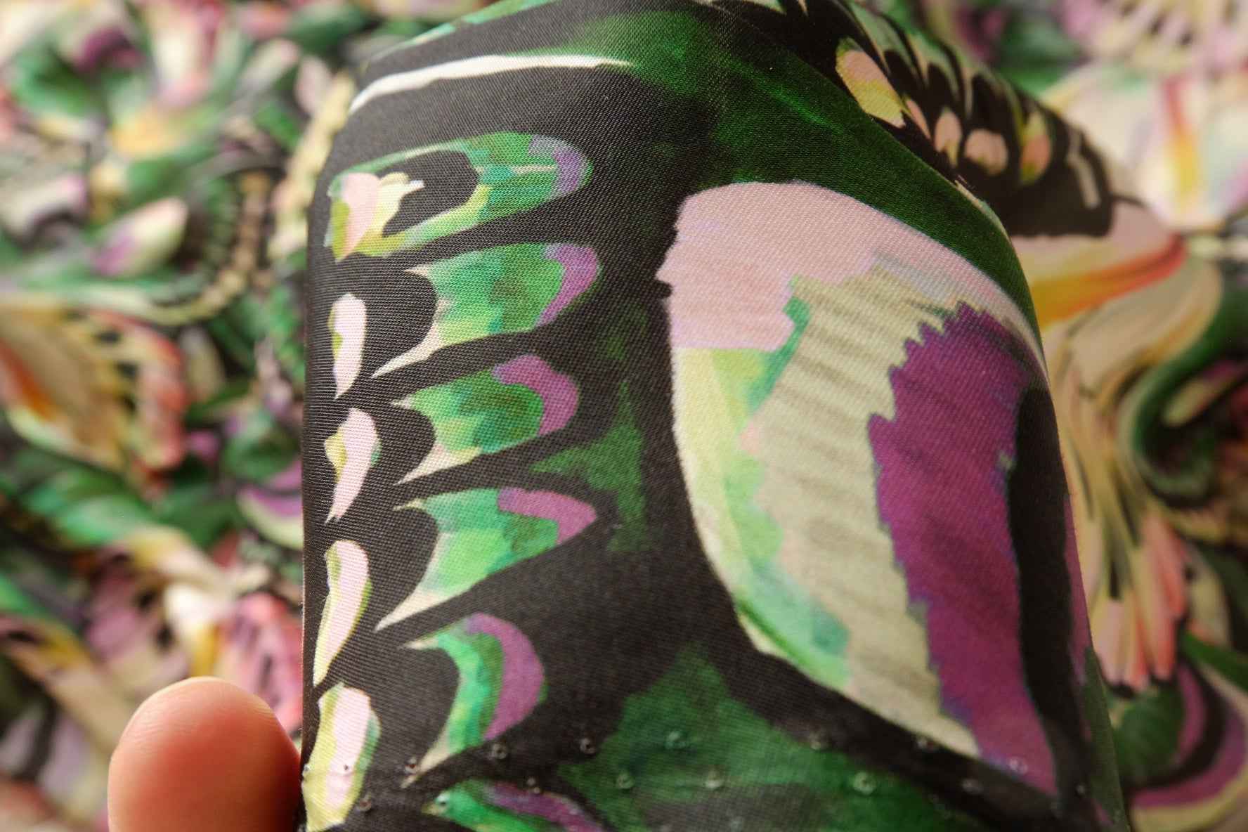 Bold Butterfly Cupro Fabric, Fluid Dress Weight Statement Print