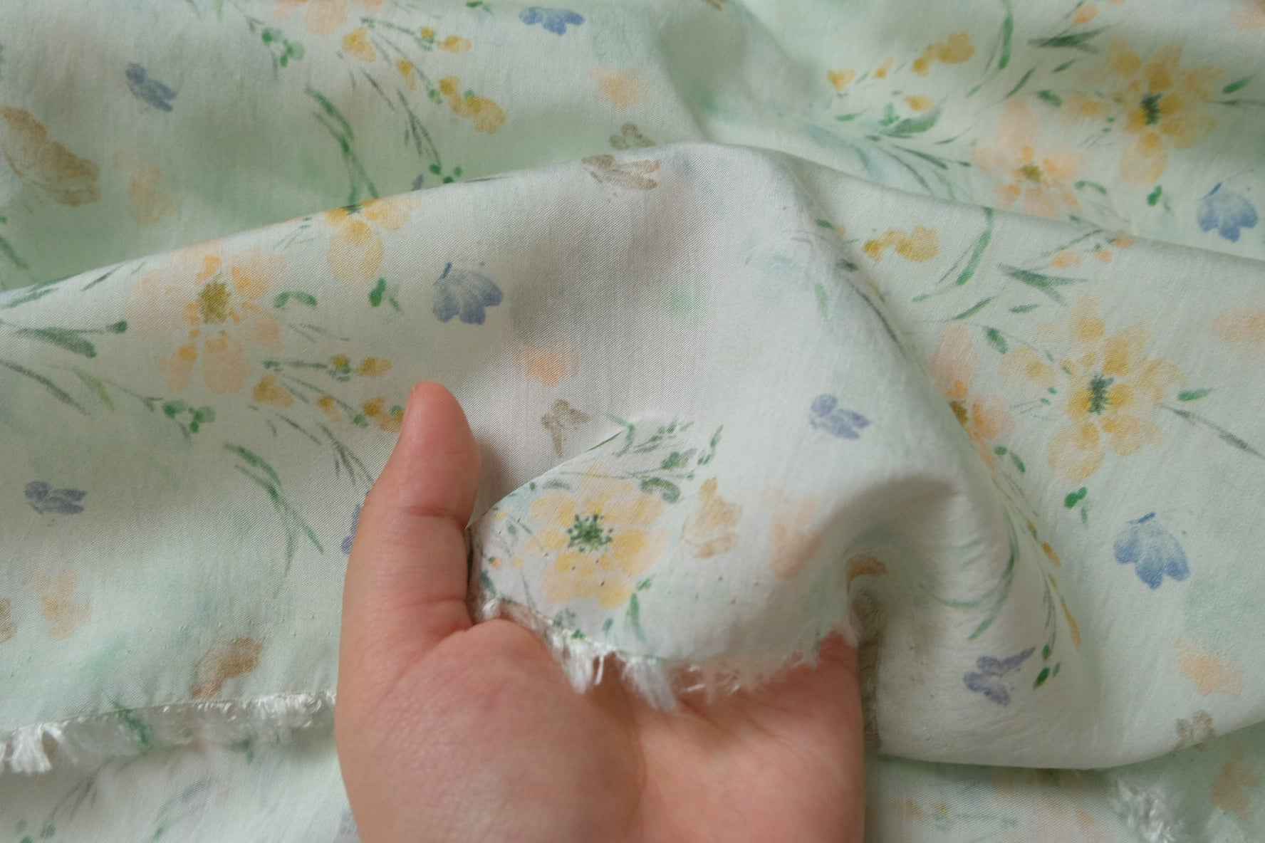 Mint Meadow Tencel Cotton Fabric, Soft Breathable Summer Weight, 3.28 Yards