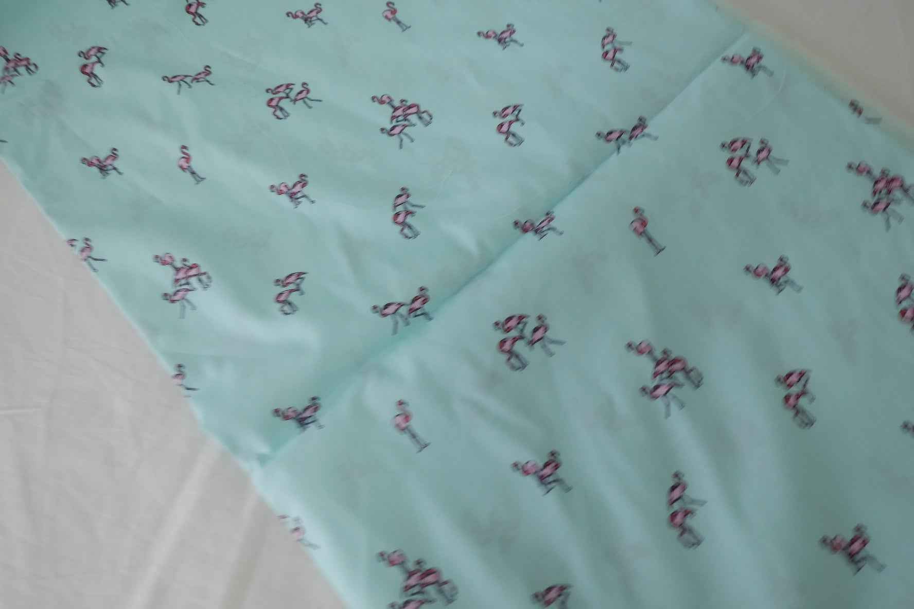 Mint Flamingo Cotton Poplin — Slightly Imperfect – 2.2 yd