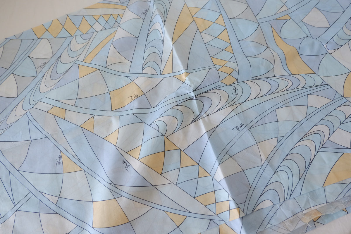 Powder Blue Abstract Silk-Scarf Print Cotton Lawn – 2.19 yd
