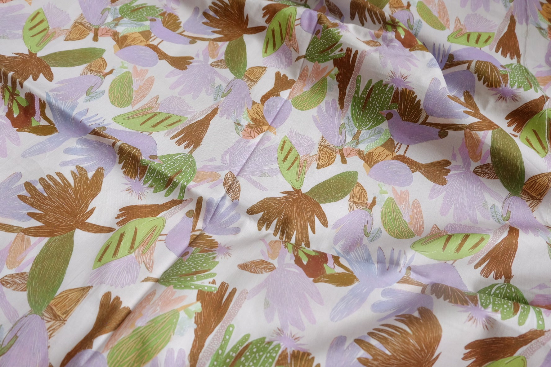 Pastel Botanical Silky Cotton Fabric - 3.28 yd
