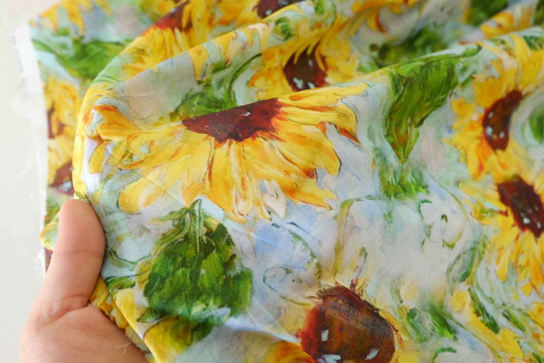 Sunflower Cotton Voile Fabric – 1.64 yd