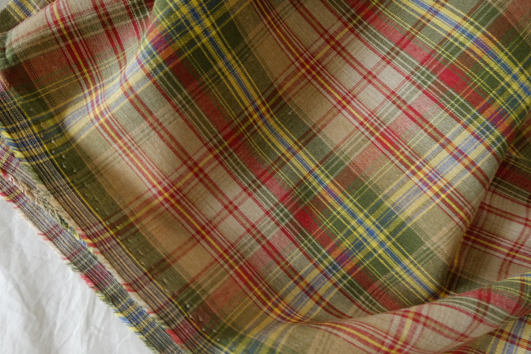 Vintage Tartan Yarn-Dyed Cotton Blend Fabric – 1.64 yd