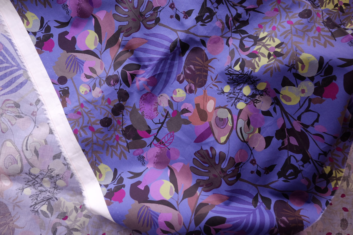 Purple Botanical Cotton Lawn – 3.3 yd