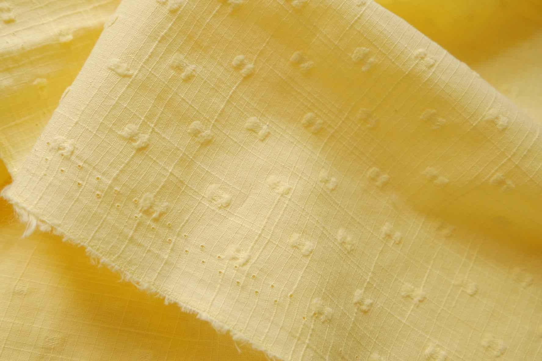Butter Yellow Clip Dot Linen Blend Fabric, Lightweight Summer Weight, 2.19 Yards