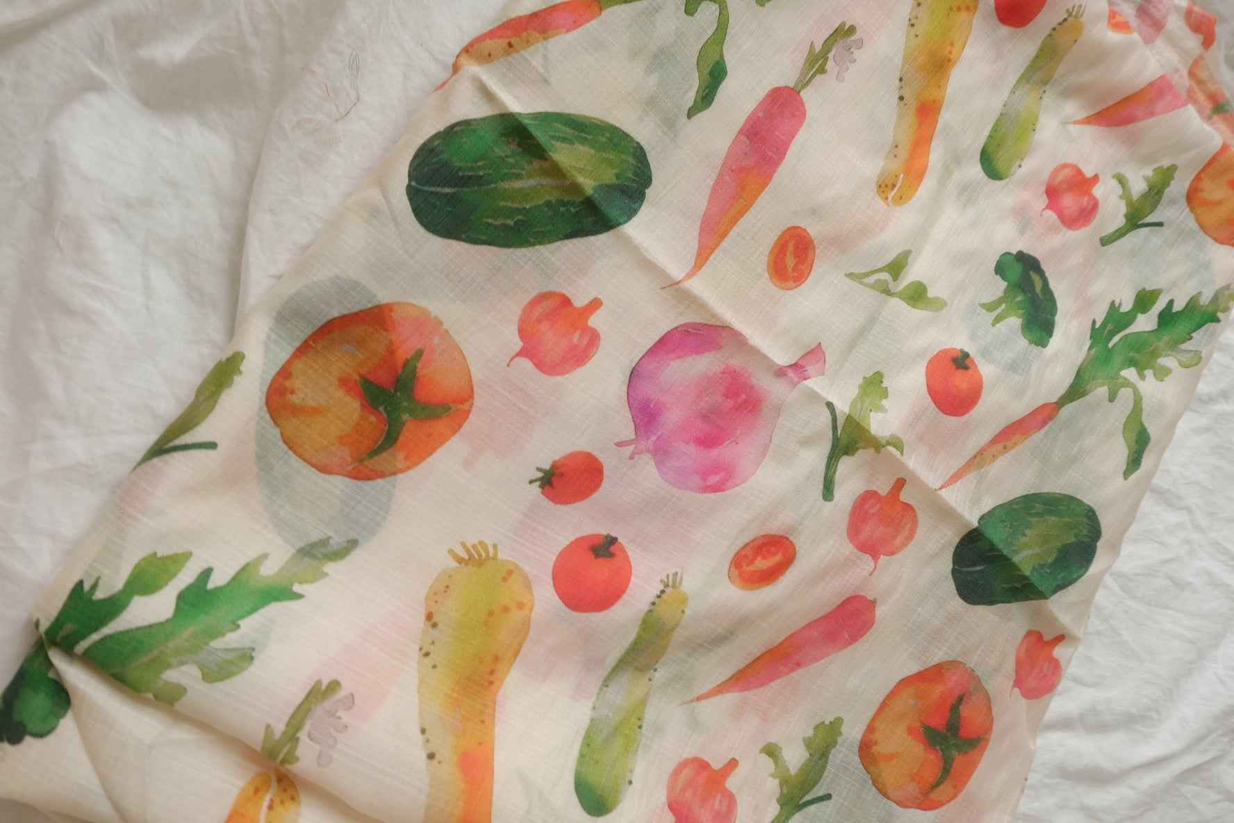 Sheer Watercolor Vegetable Tencel Fabric - 2.46 yd