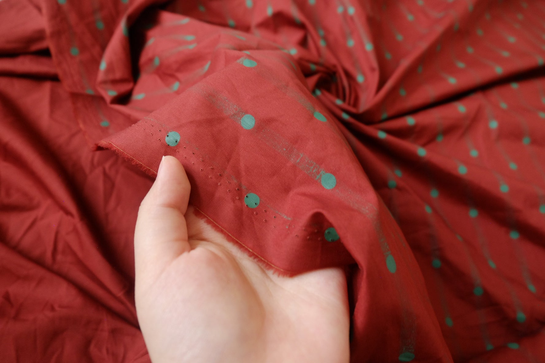 Oxblood Dot Stripe Cotton Poplin, 2.7 Yards