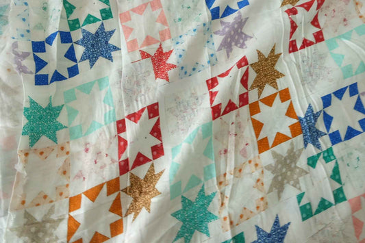 Colorful Star Patchwork Cotton Poplin Fabric – 3.3 yd
