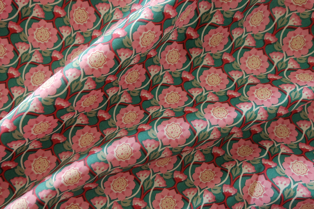 Pink Garden Floral High-Count Cotton Poplin – 3.3 yd