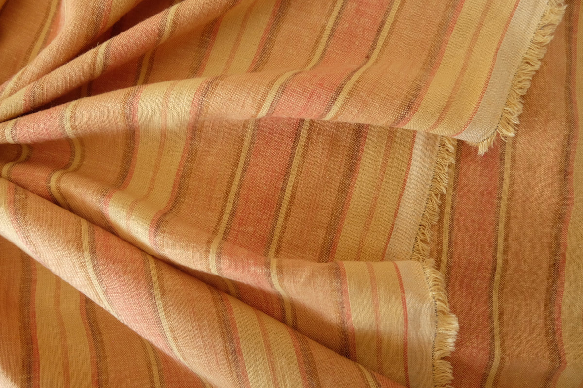 Golden Hour Stripes – Yarn-Dyed Linen Cotton Fabric | 2.2 / 3.3 Yards