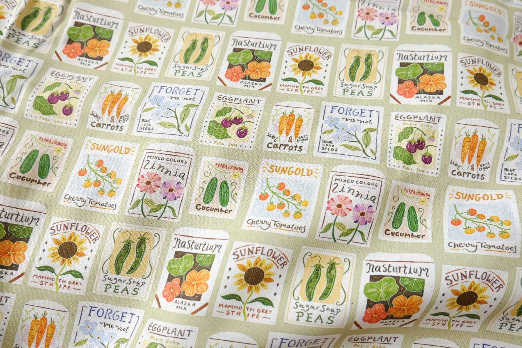 Garden Seed Packet Print Soft Cotton Twill — 2.19 yd Piece