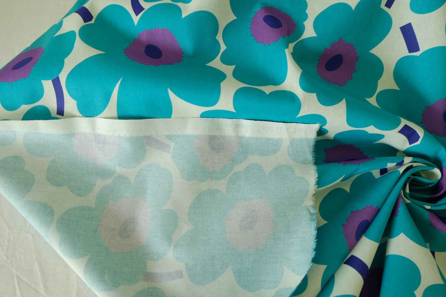 Teal Flower Cotton Fabric – 1.8 yd