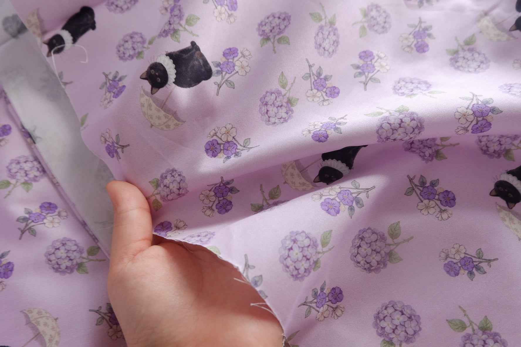 Black Cat Garden Cotton Sateen Fabric - 2.19 yd