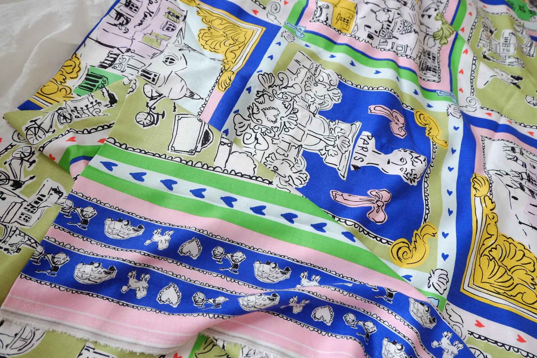 Paris Postcard Enzyme-Washed Linen Fabric - 1.64 yd